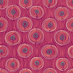 Embroidery Seamless pattern. Circles in hand made style