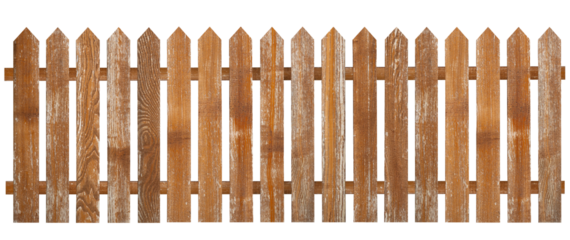 Brown wooden fence isolated on transparent background. There are PNG.