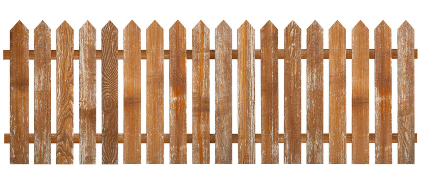 Brown Wooden Fence Isolated On Transparent Background. There Are PNG.