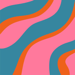 Psychedelic wavy lines, retro hippie style. Liquid marble texture, multicolor wallpaper design. Liquid marble pattern, abstract background.