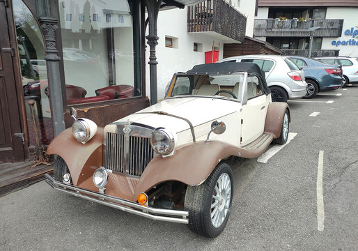 Poiana Brasov, Romania - September 26, 2022: JBA Falcon Sports car parked at the Alpin Casa hotel