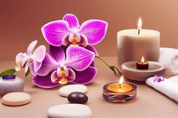 Fototapeta na wymiar spa still life with orchid