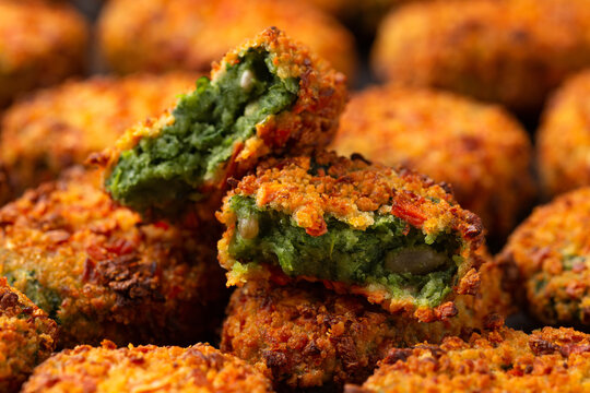 Carrot and spinach vegan vegetarian bites, party finger food.
