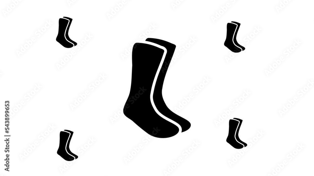 Poster zoom in and out animation the socks symbol. large black symbol in the center and four small symbols 