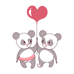 Cute Adorable pair of pandas in love