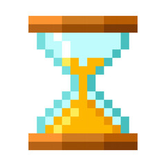 Pixel icon hourglass. Vector illustration pixel art design.
Vector illustration isolated on white background.