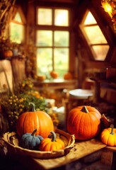 Autumn still life with pumpkin