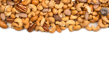 A group of almonds, pistachios, walnuts, macadamia, cashews.