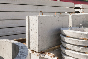 FBS foundation block in the warehouse of the concrete goods factory.