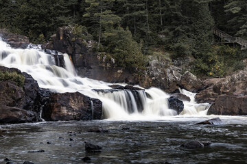 Photo of a waterfall photograph using slow shutter speed and long exposure located in Quebec,...