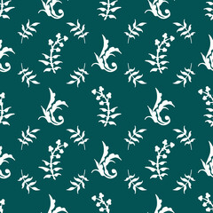 Nature green background vector, floral pattern.