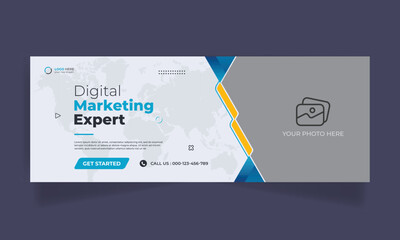 Digital marketing corporate business agency social media facebook cover and web banner template	