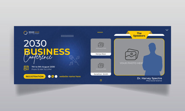 Business conference social media facebook cover design and web banner template