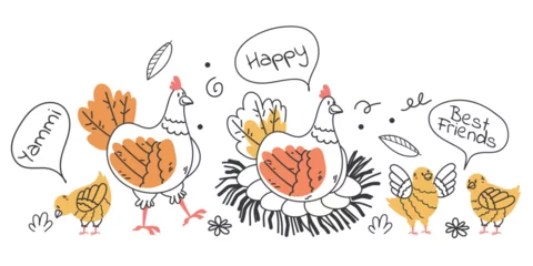 Rollo Chicken chick hen farm birds animal abstract concept set. Vector graphic design illustration element  © PrettyVectors