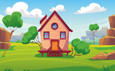 Obraz na płótnie Canvas Forest magic gnome fairy fantasy house village illustration concept. Vector graphic design illustration element 