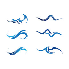 Naklejka premium Isolated round shape logo. Blue color logotype. Flowing water image. Sea, ocean, river surface.