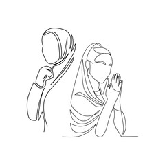 Vector illustration of a portrait of women in national costumes drawn in the style of line art