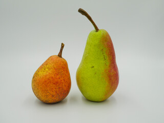 Two pears on a white background