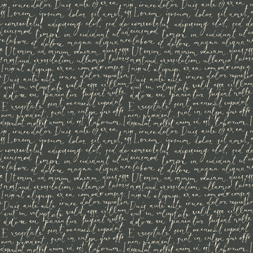 Vector seamless pattern with handwritten text on the old paper backdrop. Lorem Ipsum. Decorative repeatable background in retro style. Suitable for Wallpaper, wrapping paper, fabric, textile