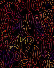 seamless graffiti pattern. Multicolor ink background.