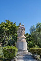 Fototapeta na wymiar Statue of Lord Byron, close to the center of Athens, at the entrance to the National Garden