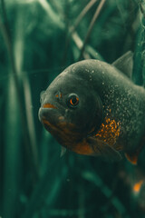 Piranha im Aquarium schwimmen, Piranhas, Piranha, Fisch, Amazonas, Piranhas im Wasser, Dschungel,...