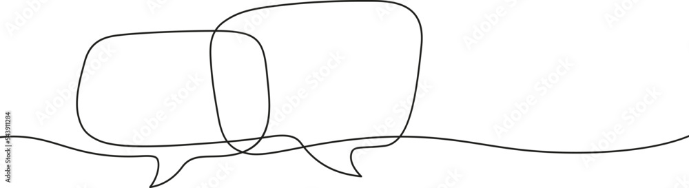 Poster one line message bubble. drawing art message conversation elements. communication speech clouds, emp