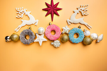 Christmas banner with toy donut