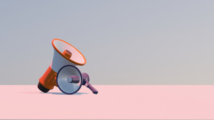 広い場所に置かれた二つのメガホン　3dcg