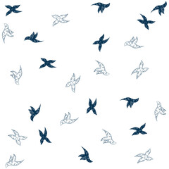 Fototapeta na wymiar Pattern of seagulls, with two colors and cool background, fashion style design.
