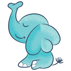 Illustration cute baby elephant with dots texture and white background.