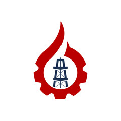 gear oil tower liquid logo design