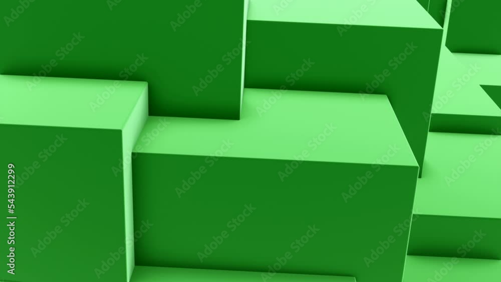 Poster green and gray background. design. spreading squares on the floor creating patterns from lines in 3d
