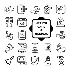 Set of Medical and Healthcare, vector icons. Premium quality symbols. medicine and health elements for mobile concepts and web apps.