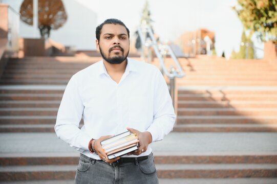 Handsome And Young Indian Male College Student.