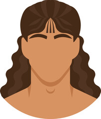 Face of man with long curly hair