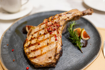 Grilled lamp chop dish in restaurant