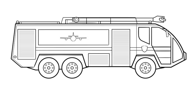Airport fire truck vector stock illustration.