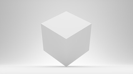 Empty podium or pedestal display on white background with box stand concept. Blank product shelf standing backdrop 3D rendering