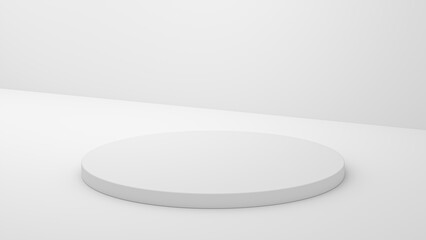Empty podium or pedestal display on white background with box stand concept. Blank product shelf standing backdrop 3D rendering