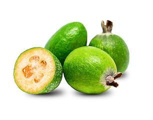 Feijoa isolated on white background, clipping path, full depth of field
