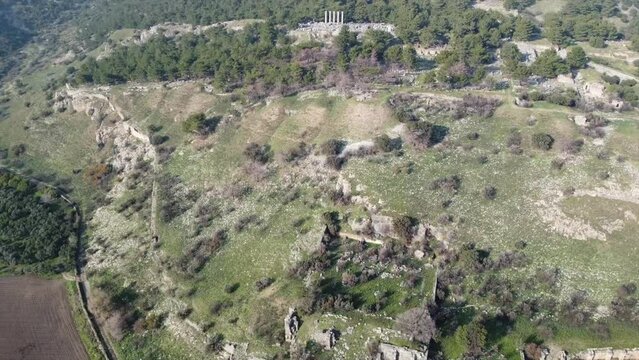 Aerial view of Priene Ruins, Turkey