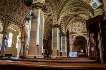 Galia, Sao Paulo, Brazil, September 06, 2019. Internal view of the mother church of Sao Jose de Galia, downtown, in Galia city, Sao Paulo state