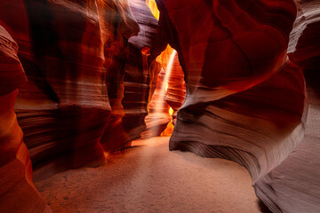 sun ray in magical antelope slot canyon