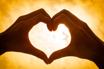Hand Heart Sunrise Sunset