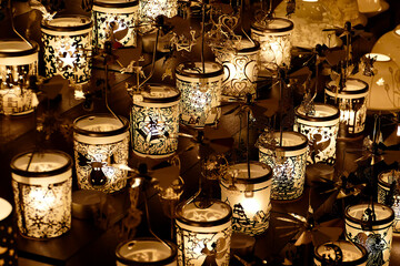 Candle holders in the Christmas market 