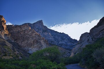 Kyhv Peak renamed from demeaning slur Squaw Mountain, view from hiking path, Wasatch Range, Provo,...