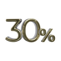 30 percent 3D number with gold color