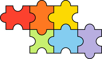 Flat colorful puzzles doodle icon.