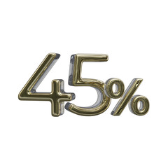 45 percent 3D number with gold color